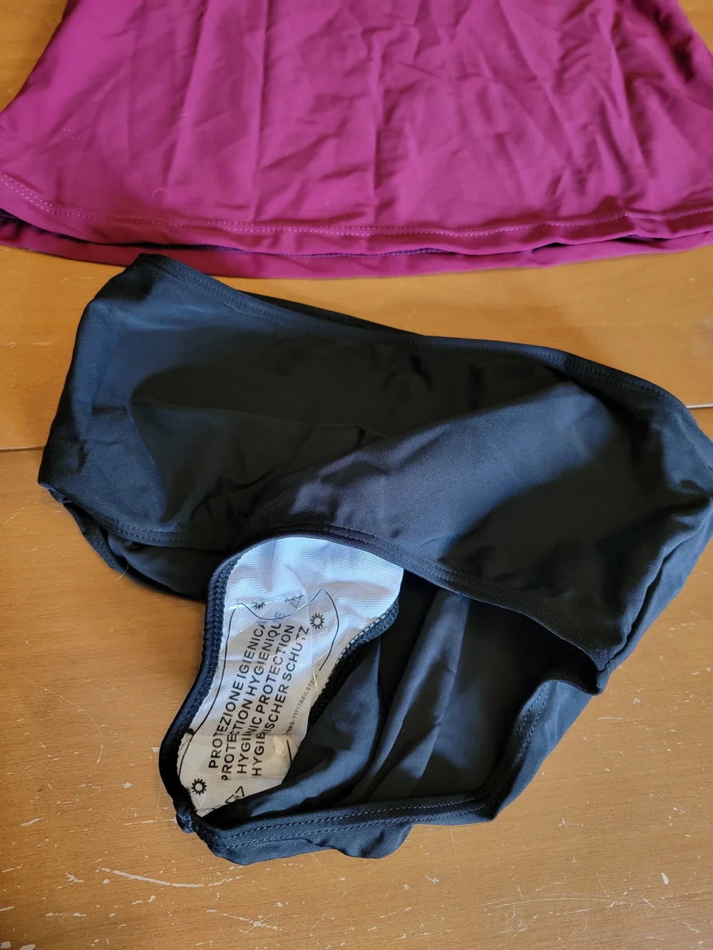 Magenta Racerback Tankini Top with Black High-Waist Bottoms - Picture 2 of 9